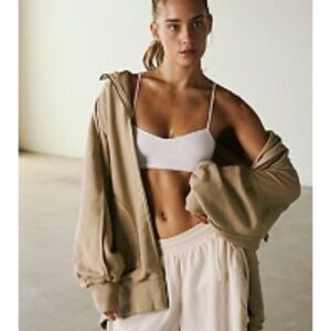 Free People Headliner Zip Up tan Jacket small